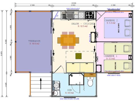 Lodge 4/6 personnes - Cabane Cosy Flower - CONFORT - 2 chambres - 27m² - Terrasse Couverte