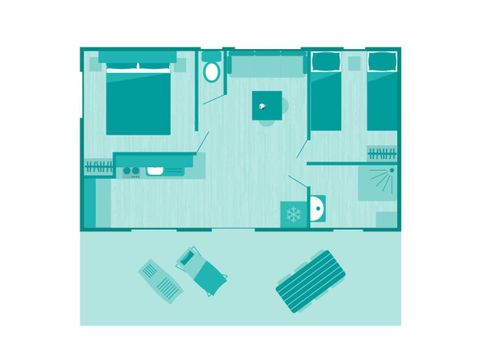 MOBILHOME 4 personnes - Mobil-home | Comfort | 2 Ch. | 4 Pers. | Terrasse surélevée | TV