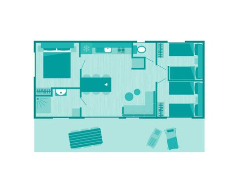 MOBILHOME 6 personnes - Comfort | 3 Ch. | 6 Pers. | Terrasse surélevée | Clim. | TV