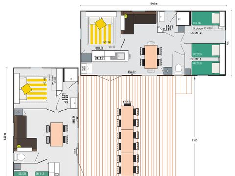 MOBILHOME 11 personnes - Mobil home PREMIUM "TRIBU" -Climatisé/TV -5 Chambres max 11 personnes (bébé compris) 1/11 pers