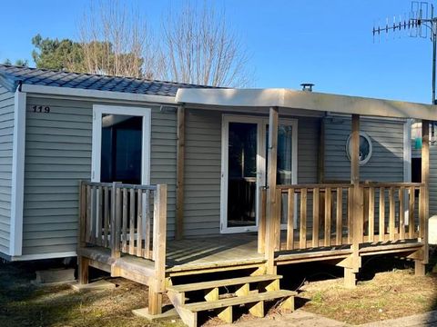 MOBILHOME 6 personnes - Mobil-Home Premium 32m² 3 chambres + terrasse semi-couverte + Clim+LV+draps+serviettes (coté plage)