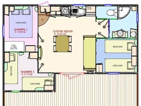 MOBILHOME 6 personnes - Cottage Trio Authentique 4 Pièces 6 Personnes