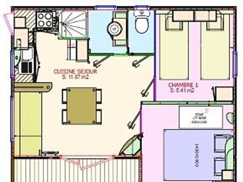 MOBILHOME 4 personnes - Cottage Duo Authentique 3 Pièces 4 Personnes