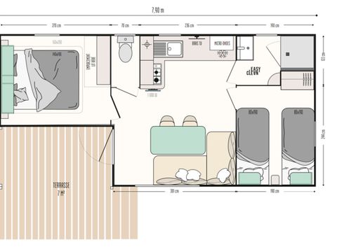 Mobilhome 6 personnes - Mobil home CONFORT 2 chambres climatisé