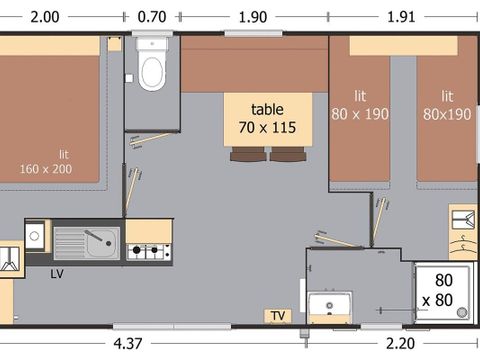MOBILHOME 4 personnes - Confort 22m²