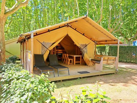 Tente en toile et en bois 5 personnes - Eco Lodge | 2 Ch. | 4/5 Pers. | Terrasse simple
