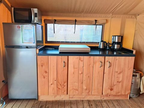 Tente en toile et en bois 5 personnes - Eco Lodge | 2 Ch. | 4/5 Pers. | Terrasse simple