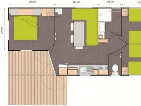 MOBILHOME 6 personnes - Premium clim 35m² - 3 chambres