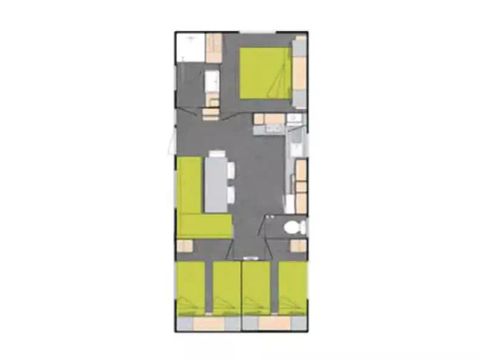 MOBILHOME 6 personnes - Mobil-Home Bandido Standard 4 Pièces 6 Personnes Climatisé