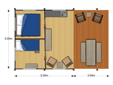 Tente en toile et en bois 5 personnes - Safari