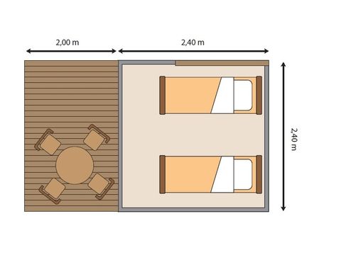 TENTE TOILE ET BOIS 2 personnes - Cyclolodge sans sanitaires, sans cuisine, 1 chambre
