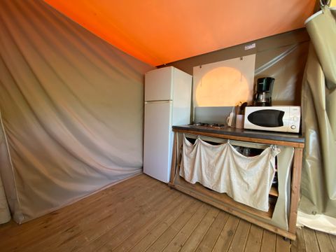 Tente en toile et en bois 6 personnes - Lodge Canada Confort (6p-3ch) 35m² sans sanitaires
