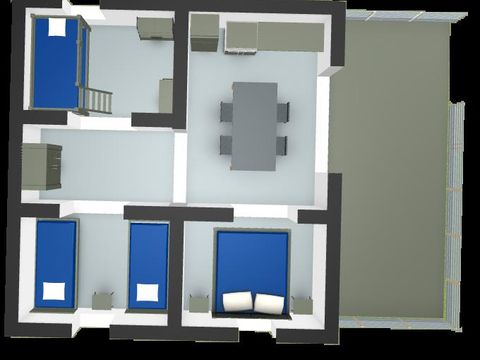 Tente en toile et en bois 6 personnes - Lodge Canada Confort - 6p-3 chambres - 35m² - Sans sanitaires