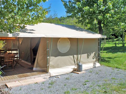 Tente en toile et en bois 6 personnes - Lodge Canada Confort (6p-3ch) 35m² sans sanitaires