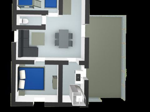 MOBILHOME 4 personnes - Homeflower Premium 29 m² (4p-2ch) Clim, Tv, lave-vaisselle, terrasse XXL