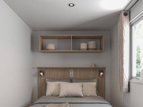 MOBILHOME 4 personnes - Mobil-home PREMIUM 4p (33m²) , 2 chbres, clim, TV, Lave-vaisselle, terrasse, lit Queen Size