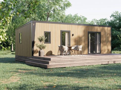 MOBILHOME 4 personnes - Mobil-home PREMIUM 4p (33m²) , 2 chbres, clim, TV, Lave-vaisselle, terrasse, lit Queen Size