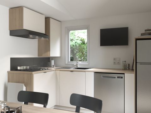 MOBILHOME 2 personnes - Mobil-home PREMIUM 2p (20m²) , 1 chbre, climatisation, TV, Terrasse, lit queen size