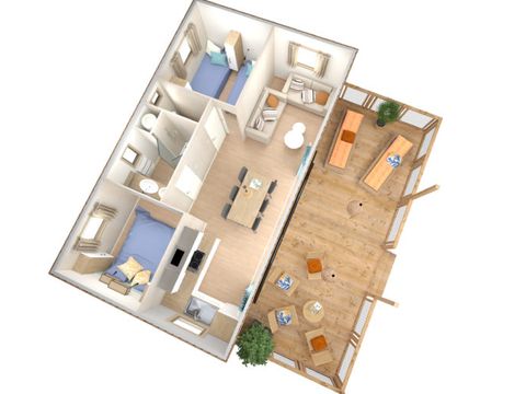 CHALET 5 personnes - Chalet Premium (35m²) avec terrasse couverte, 2 chambres