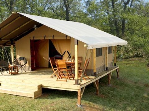 Tente en toile et en bois 5 personnes - Tente Safari - KENYA 30m² - 2 chambres - Sans sanitaires