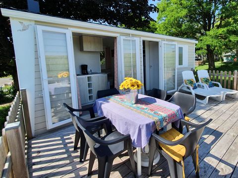 Mobilhome 4 personnes - Evolution 45m² - 24m²+21m² de terrasse - 2 chambres