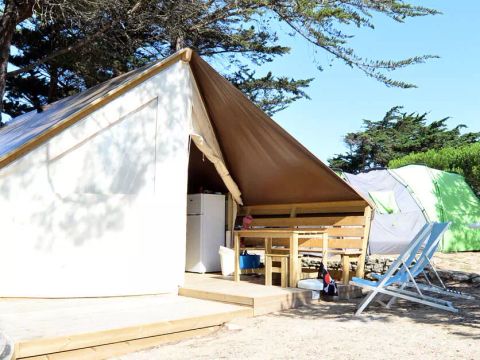 TENTE TOILE ET BOIS 4 personnes - Tente Lodge 3 Pièces 4 Personnes Sans Sanitaire