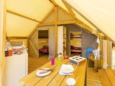 TENTE TOILE ET BOIS 4 personnes - Tente Lodge 3 Pièces 4 Personnes Sans Sanitaire