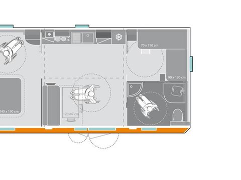 MOBILHOME 4 personnes - Mobil Home PMR adapté pour personnes à mobilité réduite (2 chambres)