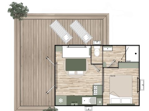 MOBILHOME 2 personnes - Mobil Home Confort 20 m²  (1 chambre) + terrasse