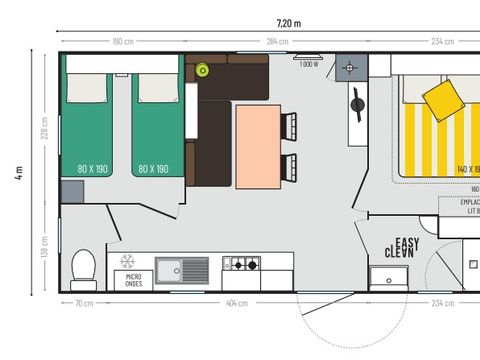 MOBILHOME 4 personnes - Mercure Sunêlia Confort 2 chambres
