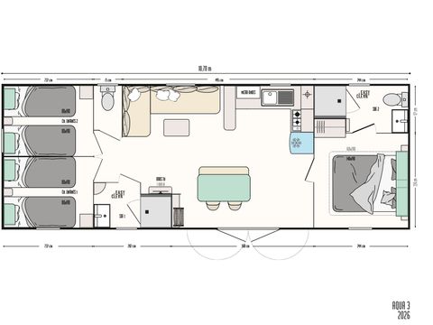 MOBILHOME 6 personnes - Sunêlia Prestige "Le Manneporte" 6 pers. 3 ch. 2 sdb.