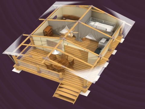 TENTE TOILE ET BOIS 5 personnes - SAFARI (Sans sanitaires)