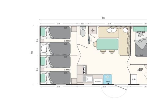 MOBILHOME 6 personnes - Premium 32m² 3 chambres - Terrasse semi-couverte - CLIM + TV + draps + serviettes inclus