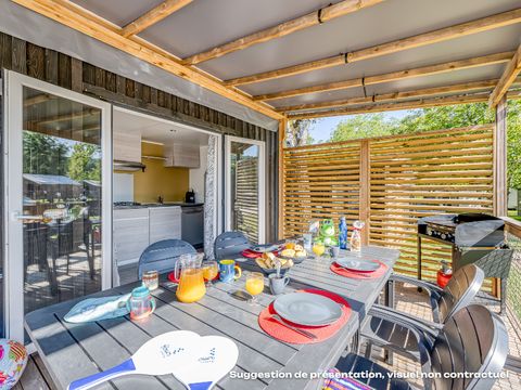 Mobilhome 4 personnes - NEW // Homeflower Premium 29m²PMR - 2 chambres - Terrasse - TV - Lave-vaisselle - Clim - Draps - Serviettes