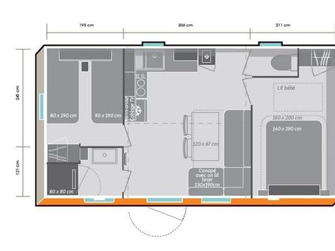 MOBILHOME 4 personnes - MH2 Premium