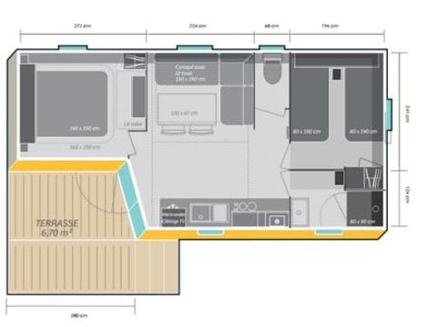 MOBILHOME 5 personnes - MH2 Premium+ climatisé