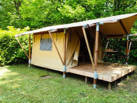 Tente en toile et en bois 2 personnes - Woodlodge Nature - 2 lits simple ou 1 lit double - Face à l'étang 2 pers