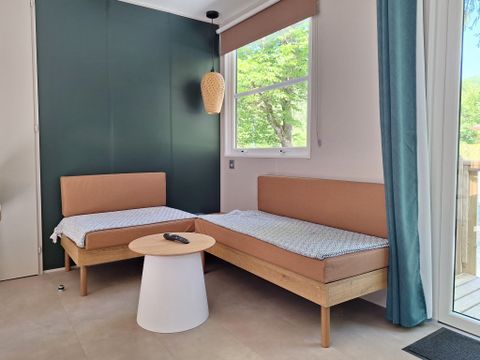 MOBILHOME 6 personnes - Cottage Ohara Côté Jardin Premium 36m² - 3 chambres + Terrasse + TV + LV + Clim + Vue sur la forêt