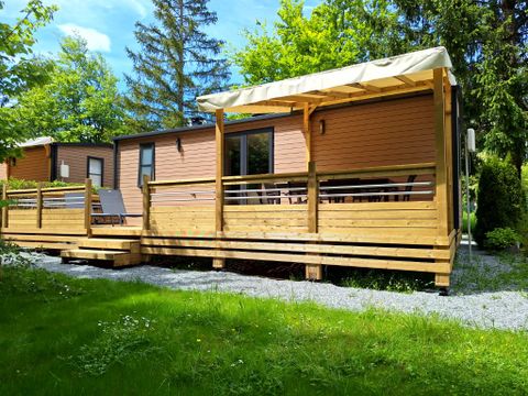 MOBILHOME 6 personnes - Cottage Ohara Côté Jardin Premium 36m² - 3 chambres + Terrasse + TV + LV + Clim + Vue sur la forêt
