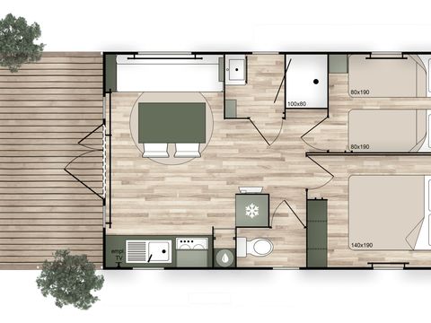MOBILHOME 5 personnes - LODGE GRAND CONFORT, 2 chambres (samedi/samedi)