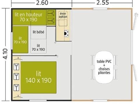 BUNGALOW 4 personnes - LODGE sans sanitaires