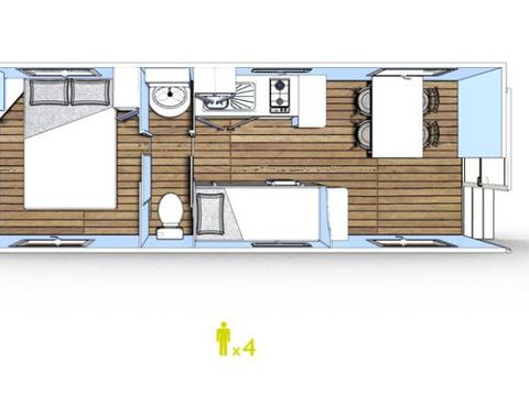 Hébergement 4 personnes - sans sanitaires 17 m²
