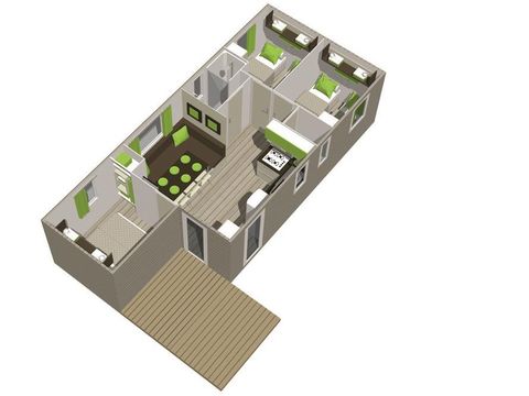 MOBILHOME 8 personnes - RESIDENTIEL 3 chambres 6/8 pers.