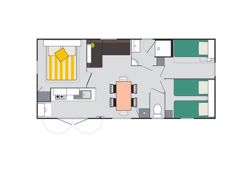 MOBILHOME 6 personnes - LE RIVIERA CLIMATISE 3 chambres