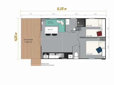 MOBILHOME 4 personnes - LE SAFARI CLIMATISE 2 chambres