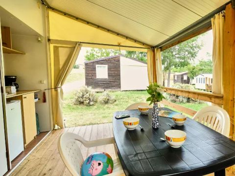Tente en toile et en bois 4 personnes - Bungalow Toilé 3 Pièces 4 adultes (+ 1 enfant -9 ans) Sans Sanitaire