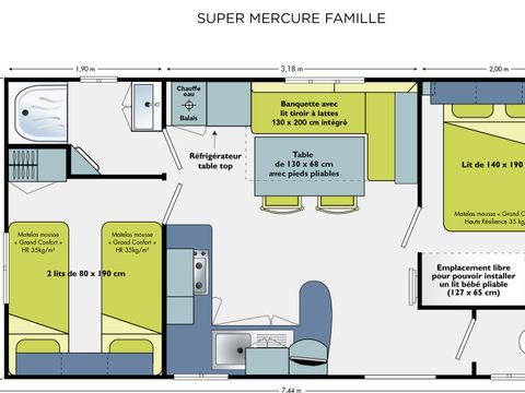 MOBILHOME 4 personnes - CABANE 2 chambres