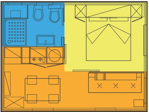 MOBILHOME 2 personnes - VIOLA (inclus : piscine, salle de sport et service plage)