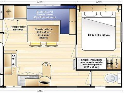 Mobilhome 4 personnes - Confort + 30m² (2 chambres) + terrasse couverte
