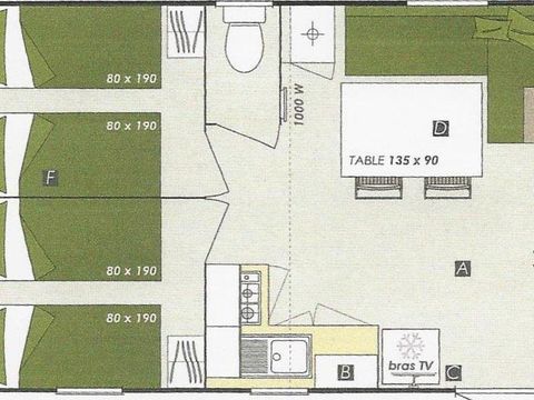 Mobilhome 6 personnes - Confort + 32m² (3 chambres) + terrasse couverte